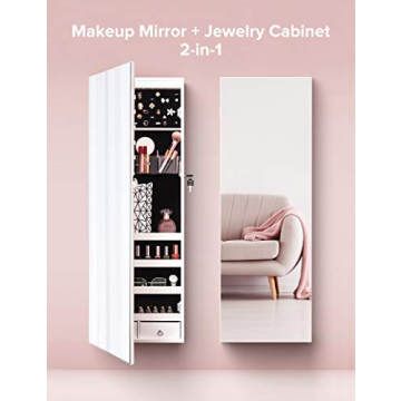 Nicetree 8 LEDs Mirror Jewelry Cabinet for Organizing