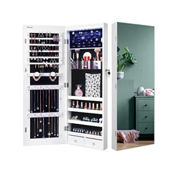 Nicetree 8 LEDs Mirror Jewelry Cabinet for Organizing
