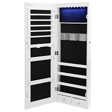 Nicetree 8 LEDs Mirror Jewelry Cabinet for Organizing