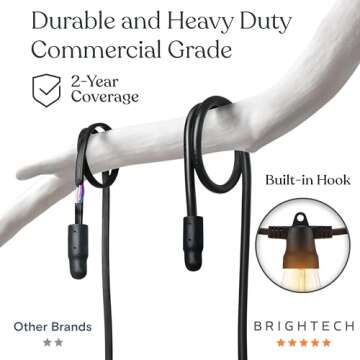 Brightech Ambience Pro Super Bright Solar - 27Ft Remote Control Outdoor String Lights with 12 Shatterproof S14 Bulbs, Commercial Grade LED, Waterproof Patio Lights, 4W Soft White for Patios, Gardens