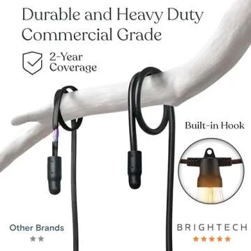 Brightech Ambience Pro Super Bright Solar - 27Ft Remote Control Outdoor String Lights with 12 Shatterproof S14 Bulbs, Commercial Grade LED, Waterproof Patio Lights, 4W Soft White for Patios, Gardens