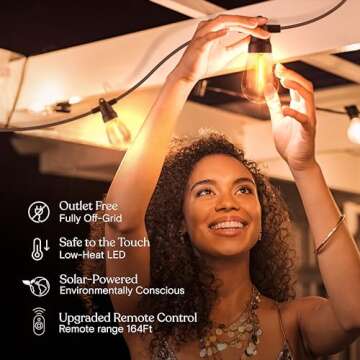 Brightech Ambience Pro Super Bright Solar - 27Ft Remote Control Outdoor String Lights with 12 Shatterproof S14 Bulbs, Commercial Grade LED, Waterproof Patio Lights, 4W Soft White for Patios, Gardens