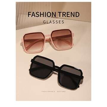 EkeNoz Retro Large Square Frame Men And Women Sunglasses Fashion Outdoor Holiday Trendy UV400 Sungla...