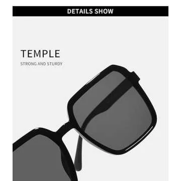 EkeNoz Retro Large Square Frame Men And Women Sunglasses Fashion Outdoor Holiday Trendy UV400 Sunglasses Gift (Color : B, Size : 1)