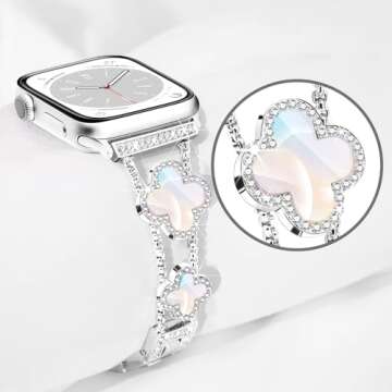 Wipalor Four-Leaf Clover Band for Apple Watch Bands 42mm 41mm 40mm 38mm, Lightweight for Women, Easy...