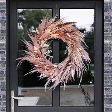 XYXCMOR Dried Pampas Grass Fall Pampas Grass Decor Brown Pampas Grass Branches Bulk Boho Flowers for Floral Arrangement Home Wedding Table Fall Winter Kitchen Party Decor(17 Inch)