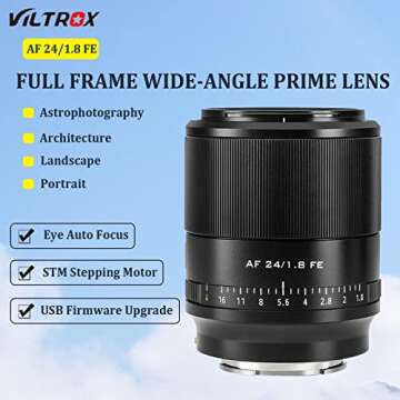 VILTROX 24mm F1.8 f/1.8 FE Full-Frame Wide-Angle Prime Autofocus Lens for Sony E-Mount Camera a7R4 A...