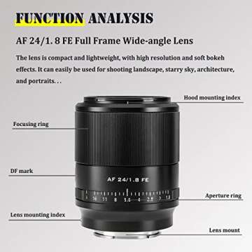 VILTROX 24mm F1.8 f/1.8 FE Full-Frame Wide-Angle Prime Autofocus Lens for Sony E-Mount Camera a7R4 A7III A7S2 A5100 A6600 A6500 A6400 A6300 A6000 A7RIV A7RIII A7SIII A7III A7RII A7II A7S A7R A7 Black