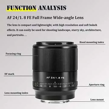 VILTROX 24mm F1.8 f/1.8 FE Full-Frame Wide-Angle Prime Autofocus Lens for Sony E-Mount Camera a7R4 A7III A7S2 A5100 A6600 A6500 A6400 A6300 A6000 A7RIV A7RIII A7SIII A7III A7RII A7II A7S A7R A7 Black