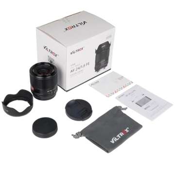VILTROX 24mm F1.8 f/1.8 FE Full-Frame Wide-Angle Prime Autofocus Lens for Sony E-Mount Camera a7R4 A7III A7S2 A5100 A6600 A6500 A6400 A6300 A6000 A7RIV A7RIII A7SIII A7III A7RII A7II A7S A7R A7 Black