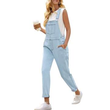 Vetinee Women's Azure Glow Adjustable Straps Denim Overalls