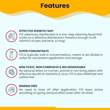 F10 SC Concentrated Veterinary Disinfectant & Cleaner for Kennels, Litter Box, Cage, Terrariums, Habitats, Vet Practices - 100 ml (3.4oz)