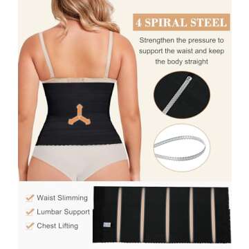 QACIVIQ Segmented Waist Trainer for Women Waist Cincher Shapewear for Women Tummy Control Workout Bo...