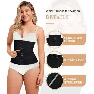 QACIVIQ Segmented Waist Trainer for Women Waist Cincher Shapewear for Women Tummy Control Workout Body Shaper Girdle Black