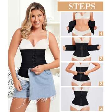 QACIVIQ Segmented Waist Trainer for Women Waist Cincher Shapewear for Women Tummy Control Workout Body Shaper Girdle Black