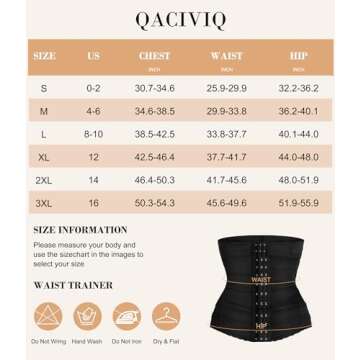 QACIVIQ Segmented Waist Trainer for Women Waist Cincher Shapewear for Women Tummy Control Workout Body Shaper Girdle Black
