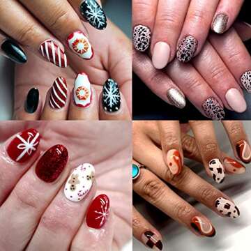 UNA GELLA Short Almond Round Fake Nails 216pcs Short Almond Press on Nails Pre-shape Short Almond Ov...