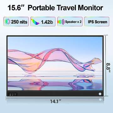 Lasitu Portable Monitor 15.6 Inch Full HD 1080P - Ultimate Travel Companion for Gaming and Productiv...