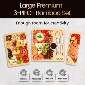 Chezerra Charcuterie Boards Gift Set 25.2"×12.6", Large Cheese Board with Knife Set - Unique White ...