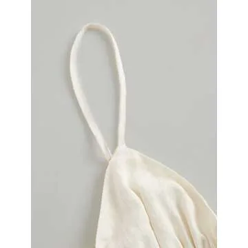 Verdusa Women's Peplum Crop Top Tie Front V Neck Spaghetti Strap Flared Cami Top Beige XS