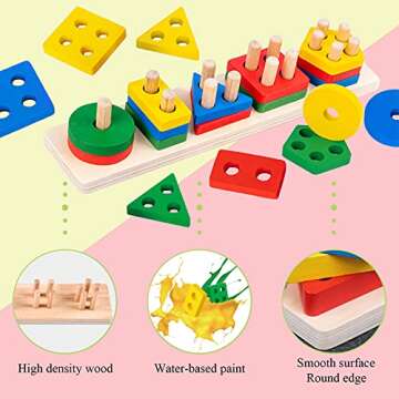 Montessori Wooden Sorting Toys for Toddlers Age 2-3