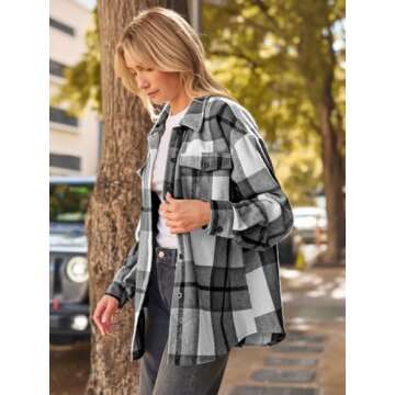 AUTOMET Womens Plaid Shacket for All Seasons