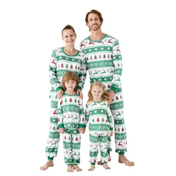 PATPAT Matching Family Pajamas Sets Christmas Tree and Snowflake Print Matching Christmas PJs for Fa...