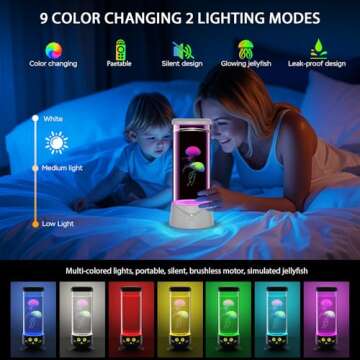 BiKiBao Jellyfish Lamp - 9 Color Changing Mood Light for Home & Office