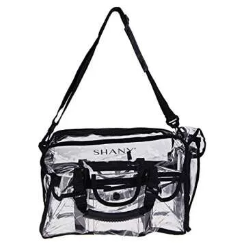 SHANY Clear Makeup Bag, Pro Mua rectangular Bag with Shoulder Strap, Large