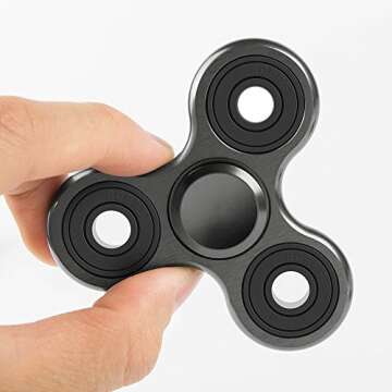 Vivahouse Fidget Spinner | Hand Spinner Stress and Anxiety Relief Toy | ADHD, Autism, ADD | Promotes Calming Clarity and Focus | Quiet, Spinning Aluminum Alloy Gadget | Pocket Size (Midnight Black)