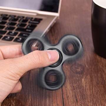 Vivahouse Fidget Spinner | Hand Spinner Stress and Anxiety Relief Toy | ADHD, Autism, ADD | Promotes Calming Clarity and Focus | Quiet, Spinning Aluminum Alloy Gadget | Pocket Size (Midnight Black)