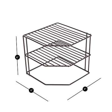 Smart Design 3-Tier Kitchen Corner Shelf Rack - Steel Wire Frame - Rust Resistant Finish - for Cups, Dishes, Cabinet & Pantry Organization - Kitchen (9 x 8 Inch) [Bronze]