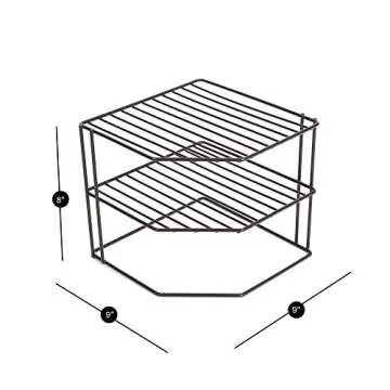 Smart Design 3-Tier Kitchen Corner Shelf Rack - Steel Wire Frame - Rust Resistant Finish - for Cups, Dishes, Cabinet & Pantry Organization - Kitchen (9 x 8 Inch) [Bronze]