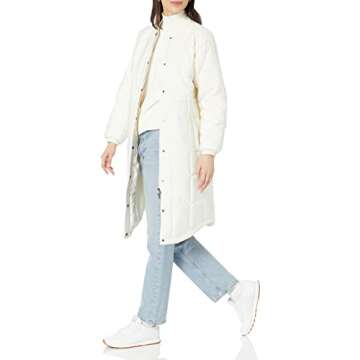 Amazon Essentials Women's Oversized Quilted Coat (Available in Plus Size), Eggshell White, Large