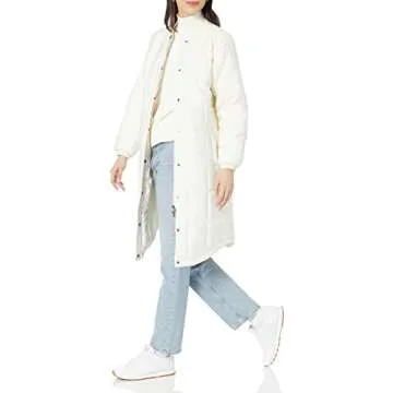 Amazon Essentials Women's Oversized Quilted Coat (Available in Plus Size), Eggshell White, Large