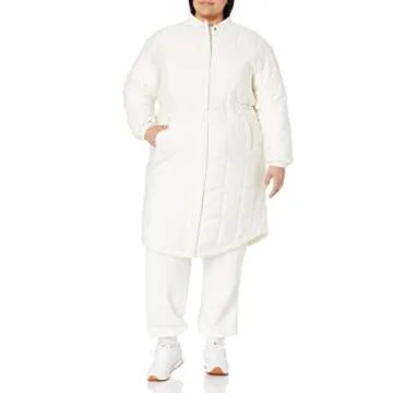 Amazon Essentials Women's Oversized Quilted Coat (Available in Plus Size), Eggshell White, Large