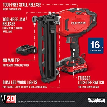 CRAFTSMAN V20 Cordless Finish Nailer Kit for Seamless Projects