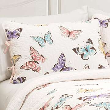 Lush Decor Flutter Butterfly 2-Piece Quilt Set - Charming Twin Bedspread in Pink