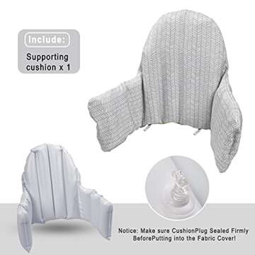 High Chair Cushion, for IKEA High Chair Cushion, Cushion High Chair, for IKEA Highchair Cushion for IKEA Antilop Highchair, Built-in Inflatable Cushion, Baby Sitting More Comfortable (gray Stripes)