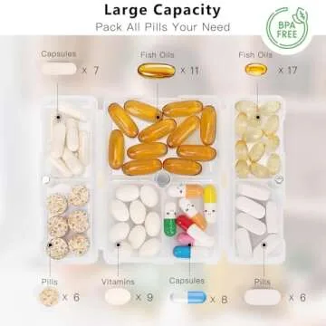 FYY Daily Pill Organizer, 7 Compartments Portable Pill Case Travel Pill Organizer,[Folding Design] P...