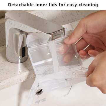 FYY Daily Pill Organizer, 7 Compartments Portable Pill Case Travel Pill Organizer,[Folding Design] Pill Box for Purse Pocket to Hold Vitamins,Cod Liver Oil,Supplements and Medication-Clear