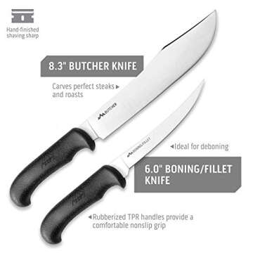 OUTDOOR EDGE Game Processor 12-Piece Hunting Knife Set | Caping & Boning Knives, Skinning Knife, Bone Saw, Game Shears, Knife Sharpener & Rib Spreader in Hard Case | Butcher Knife Set for Deer & Elk