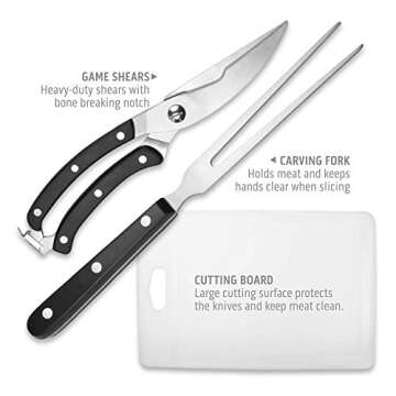 OUTDOOR EDGE Game Processor 12-Piece Hunting Knife Set | Caping & Boning Knives, Skinning Knife, Bone Saw, Game Shears, Knife Sharpener & Rib Spreader in Hard Case | Butcher Knife Set for Deer & Elk