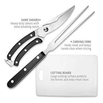 OUTDOOR EDGE Game Processor 12-Piece Hunting Knife Set | Caping & Boning Knives, Skinning Knife, Bone Saw, Game Shears, Knife Sharpener & Rib Spreader in Hard Case | Butcher Knife Set for Deer & Elk