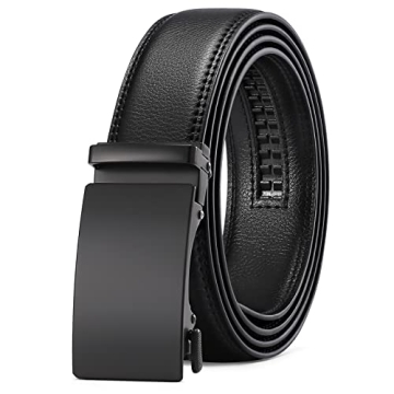 SENDEFN Men's Leather Automatic Ratchet Slide Belt - Perfect for Dress & Casual Wear