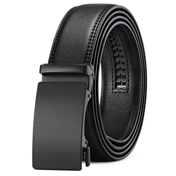 SENDEFN Men's Leather Automatic Ratchet Slide Belt - Perfect for Dress & Casual Wear