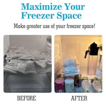 Heyrelda Freezer Storage Organizer for Breast Milk Storage Bags, Freezer Organizer and Tower for Breastmilk Storage Bags, Acrylic First-in First-Out Container with Tray to Freezing Breastmilk, Clear