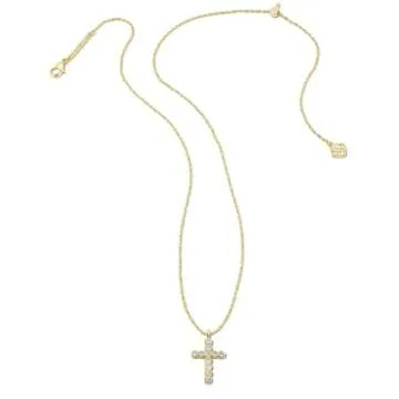 Kendra Scott Cross Crystal Pendant Necklace, 14k Gold Plated Brass, Crystal, Fashion Jewelry for Wom...