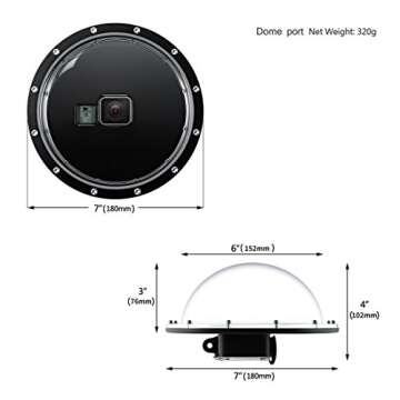Six (6) inch Waterproof Dome Port for GoPro Hero 5 6 7 Black with Waterproof Housing, Trigger and Floaty Hand Grip for Underwater Photography - Waterproof up to 45 Meters