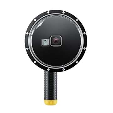 Six (6) inch Waterproof Dome Port for GoPro Hero 5 6 7 Black with Waterproof Housing, Trigger and Floaty Hand Grip for Underwater Photography - Waterproof up to 45 Meters